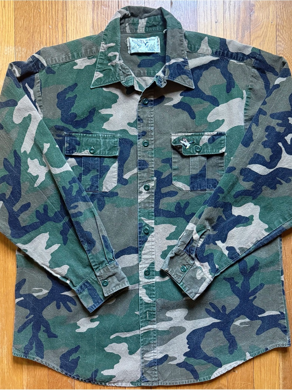 Vintage Duck Bay M81 Woodland Camo Long Sleeve Button-up Shirt